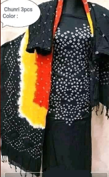 6001 চুন্দ্রি বাটিক থ্রি পিস (সুতি) - Image 1